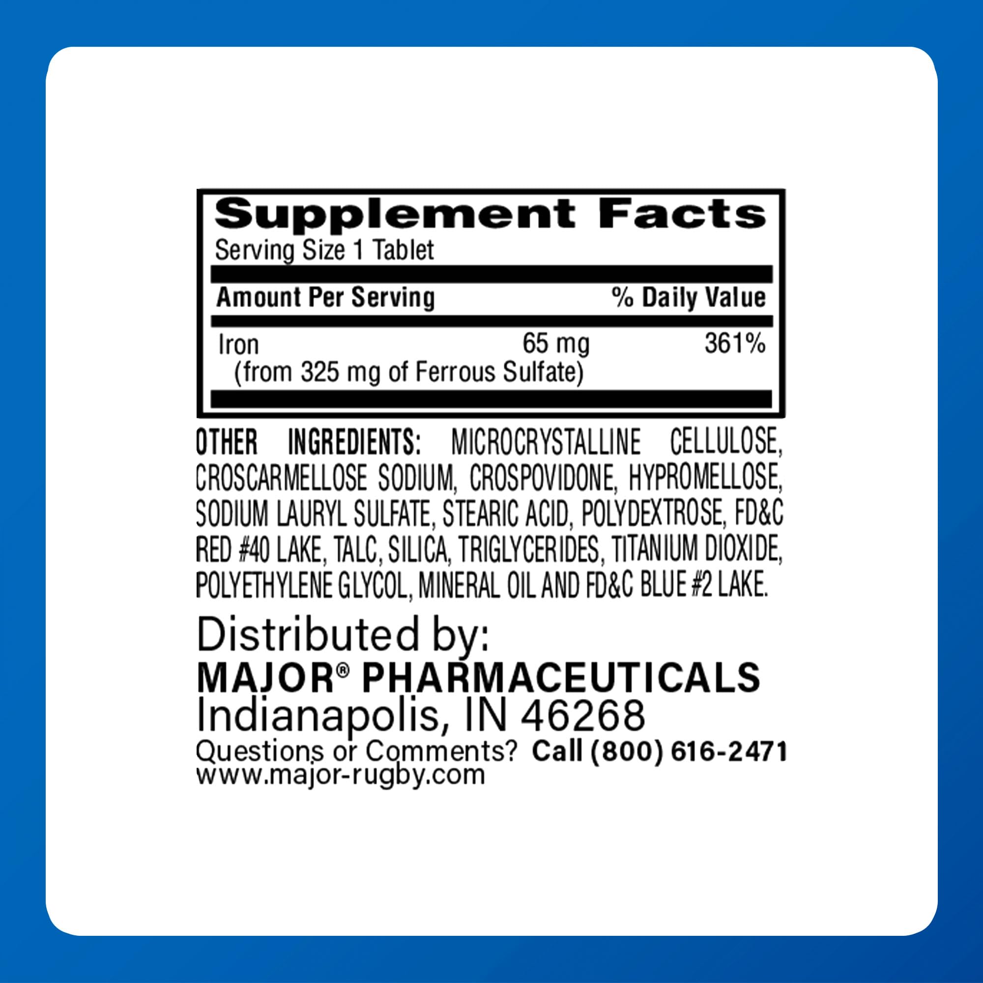 MAJOR Ferosul - Ferrous Sulfate 325mg Tablets with 65mg of Elemental Iron - Iron Supplement for Women, Men - Red - 100 Count (3 Pack) — Amazon image 6