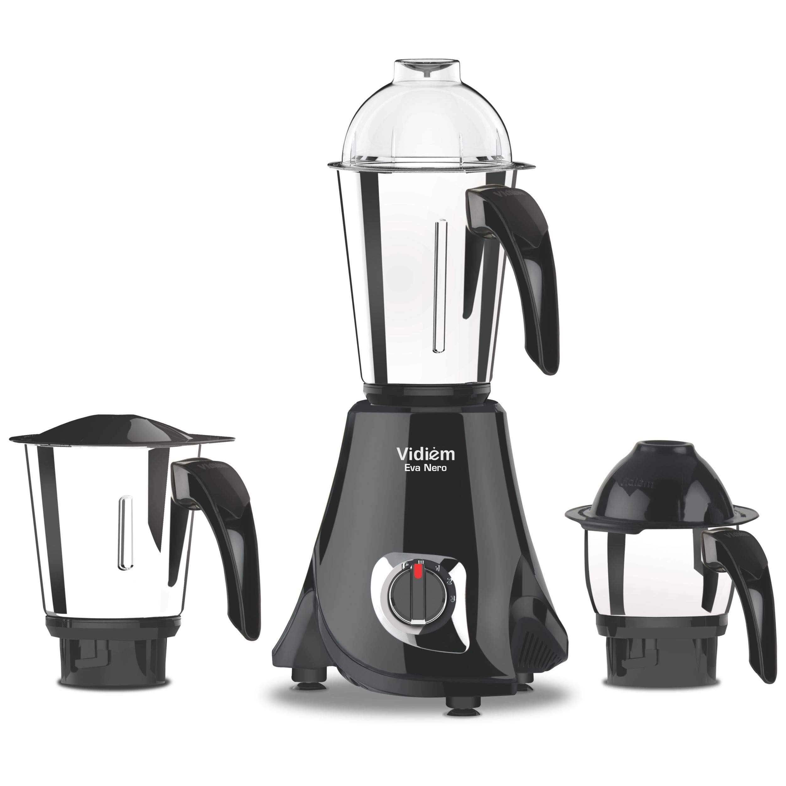Vidiem MG 573 A Eva Nero 750 Watts Mixer Grinder with 3 Jars (Black & Chrome)-image-2