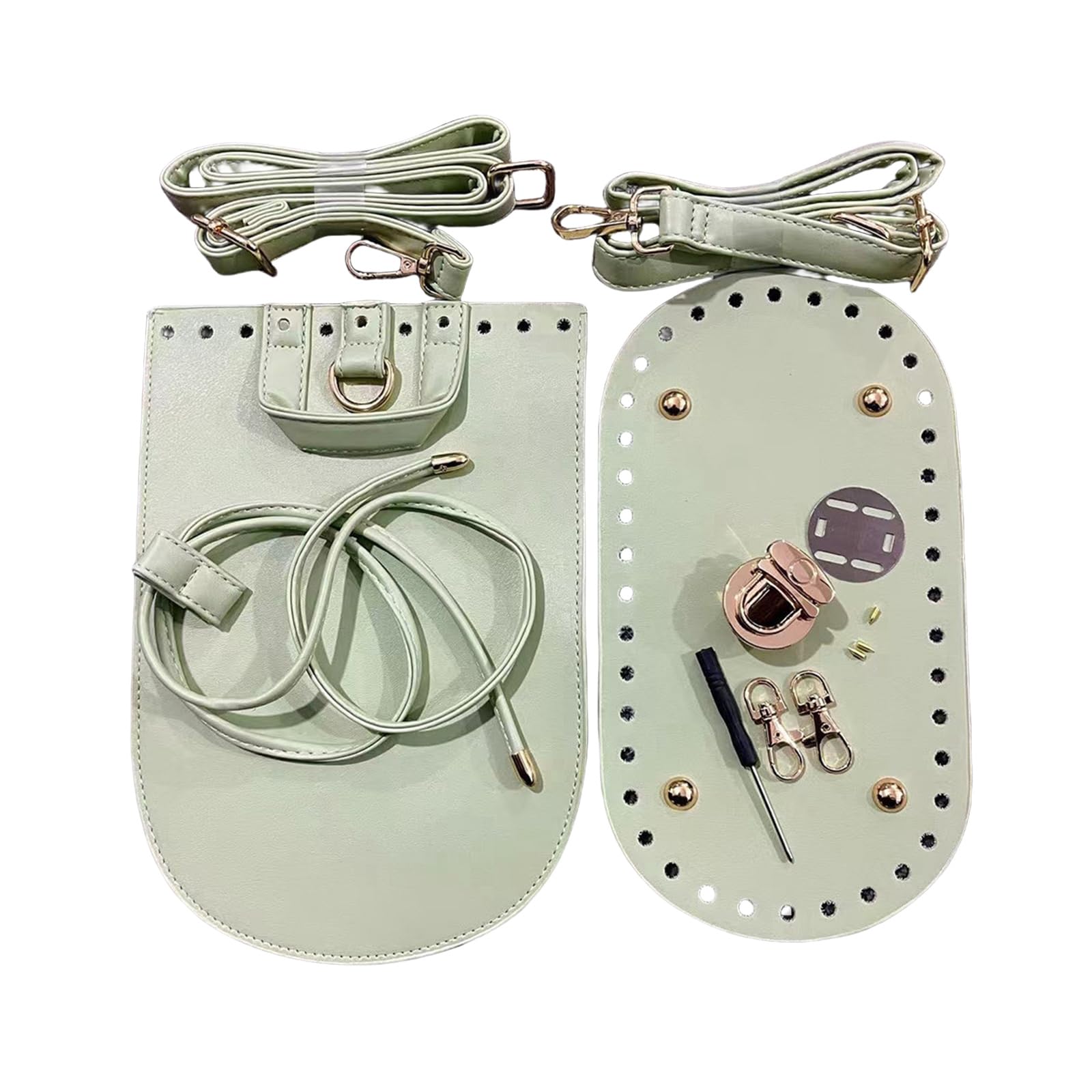 LiRRvb Crochet Bag Supplies Set with Adjustable Strap PU Leather Base and Bottom Base for Crafting Backpack Purses Crochet Bag Making Supplies