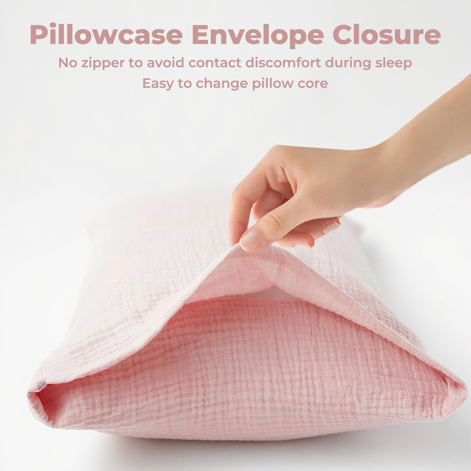 2 Pcs Toddler Pillow Cases Cotton Muslin Soft Breathable Toddler Pillow Cases Protectors for Baby Kids (Light Pink, Floral) - Image 4
