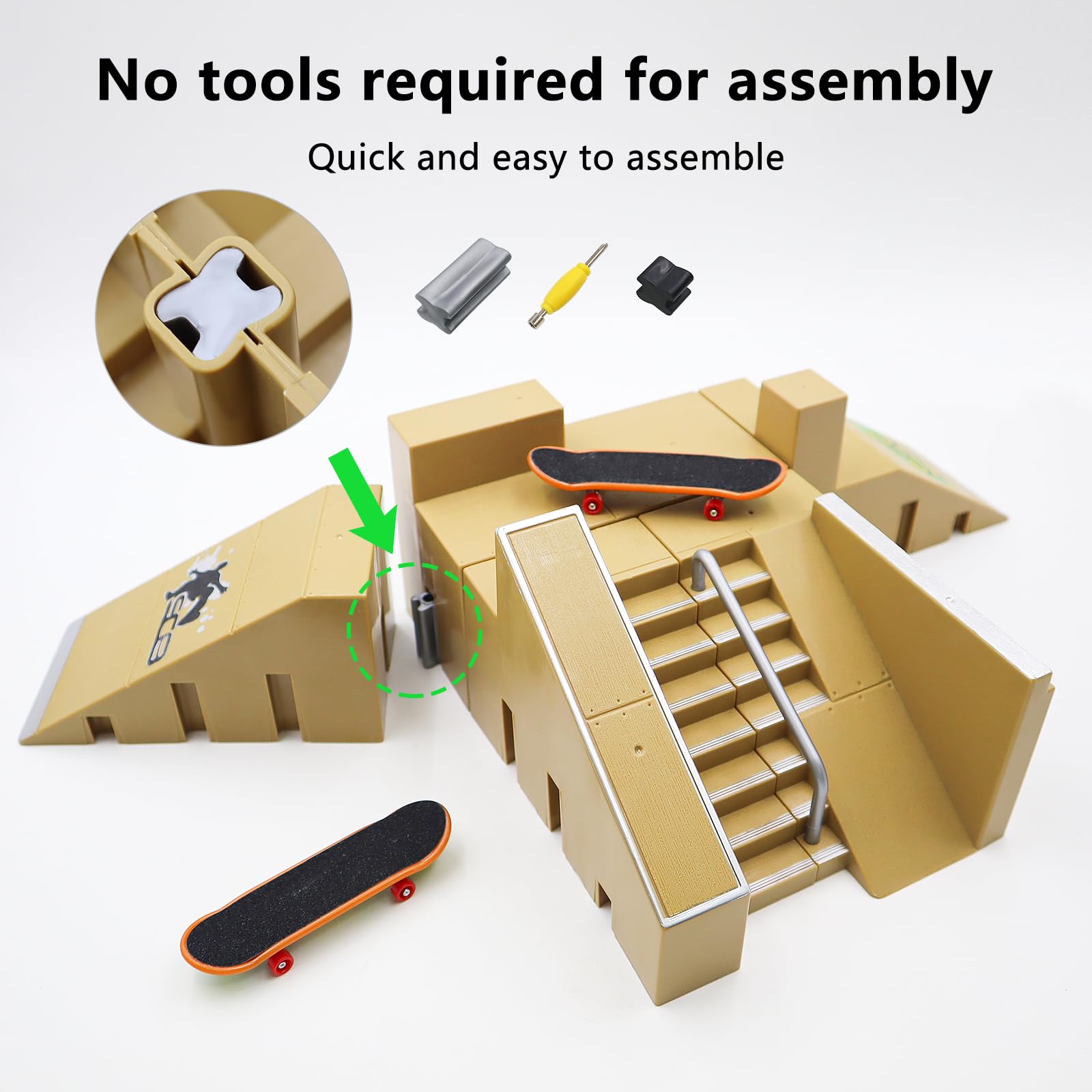 Finger Skateboard Rampe Zubehör Set 5-in-1 mit Fingerskateboard | DIY Montage, Fingerboard Skatepark, Fingersportarten, Kindergeburtstag Mitgebsel, für Kinder