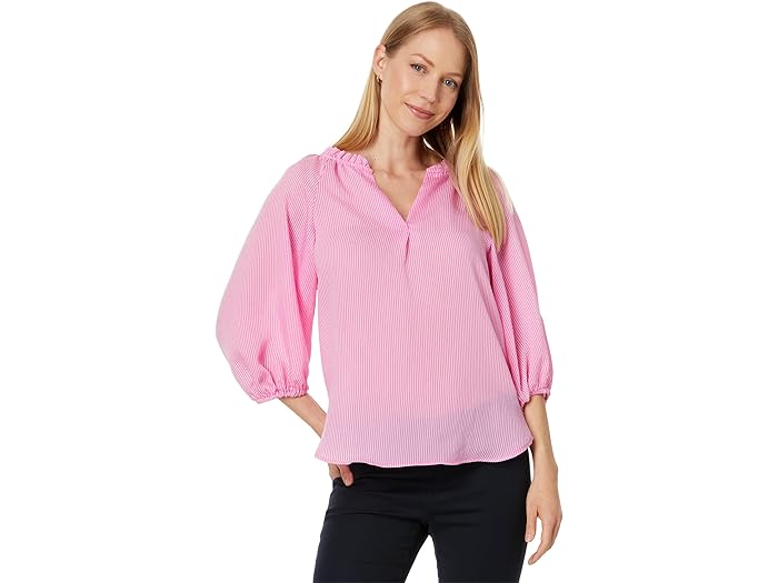 Raglan Puff Sleeve Blouse W/ Ruffle Neck - Image 1