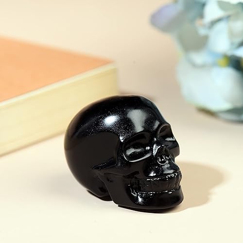 Miniatura 3 de Estatua de cristal de calavera de obsidiana natural de 2 pulgadas, tallada a mano, escultura de gema de cristal curativo, figuras de piedra, gema