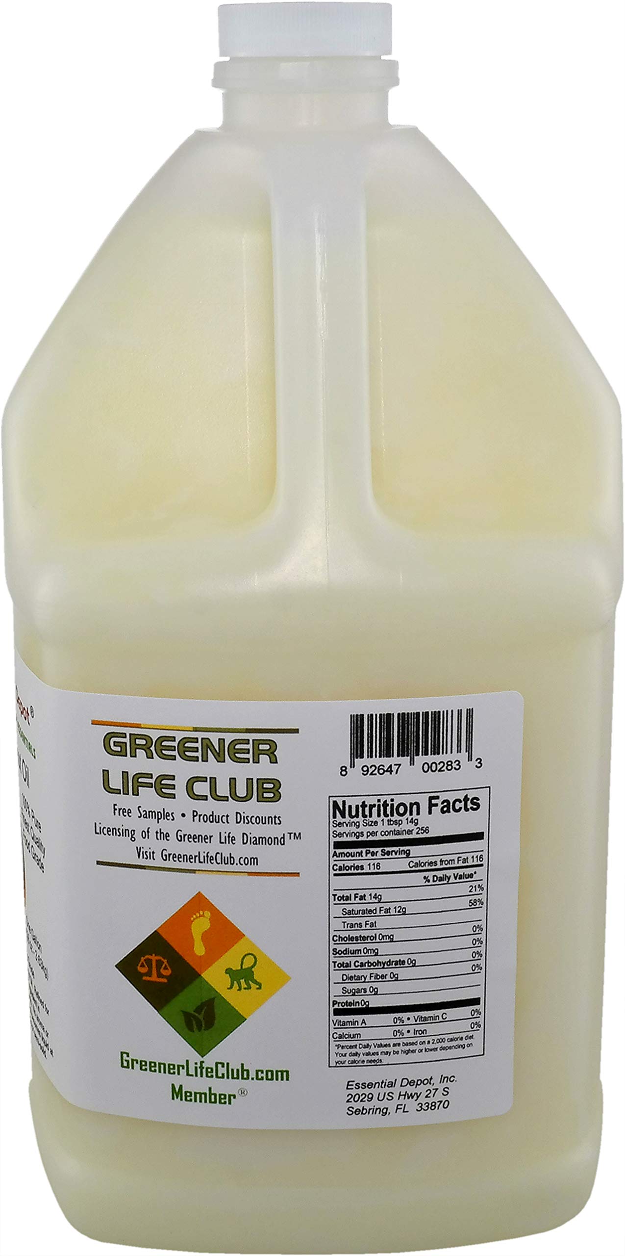 Coconut Oil - 76F - 2 x 7 lb each in a 1-gallon jug - No ScentOdor - also called Coconut Butter - Food Grade - safety sealed HDPE container with resealable lid - microwave-safe remove foil se product thumbnail 5
