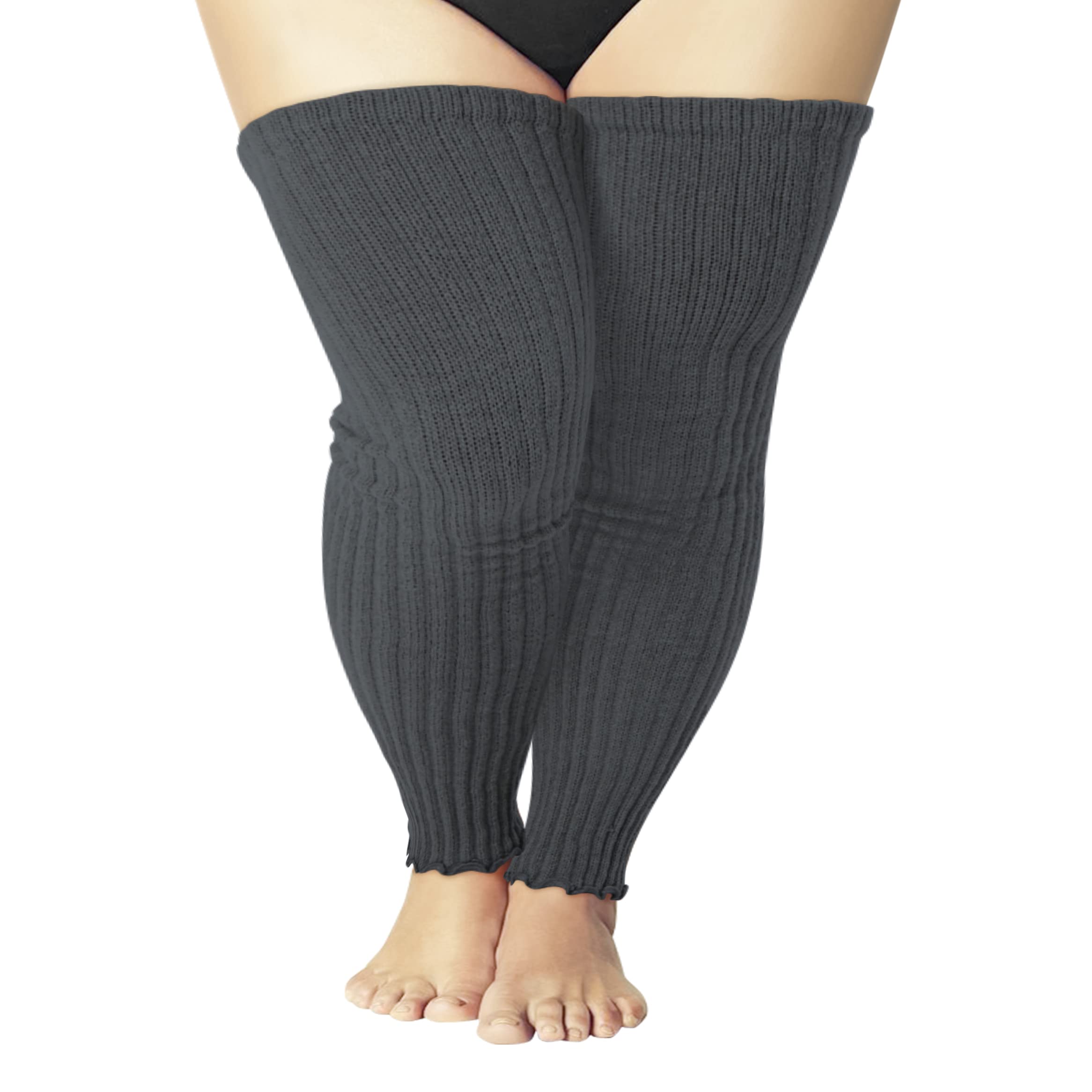 Womens Plus Size Leg Warmers Knit Over Knee High Footless Socks for Thick Thighs