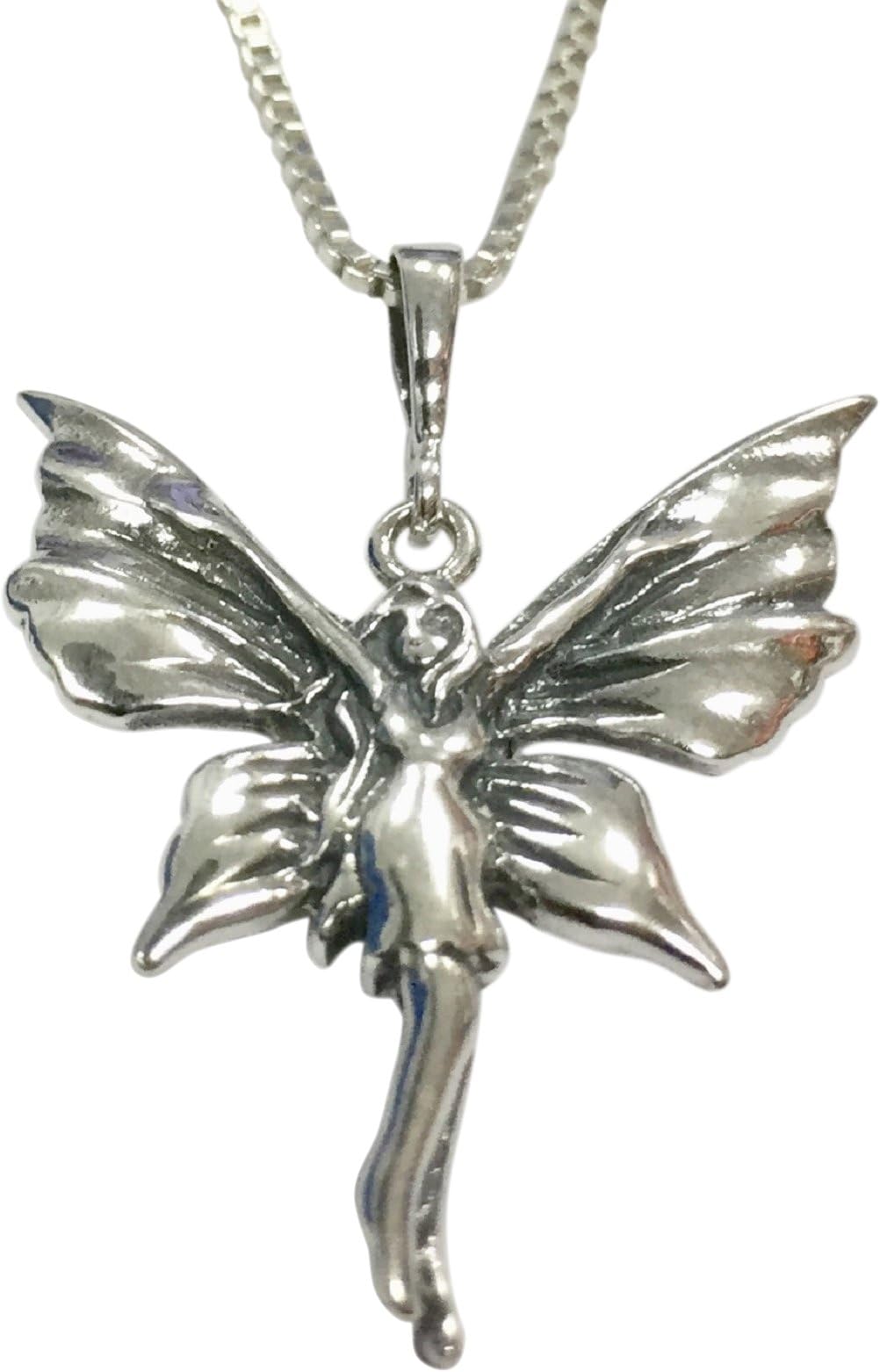 Sterling Silver Fairy Necklace - 16 to 18" Italian Box Chain - BRANDED GIFT BOX