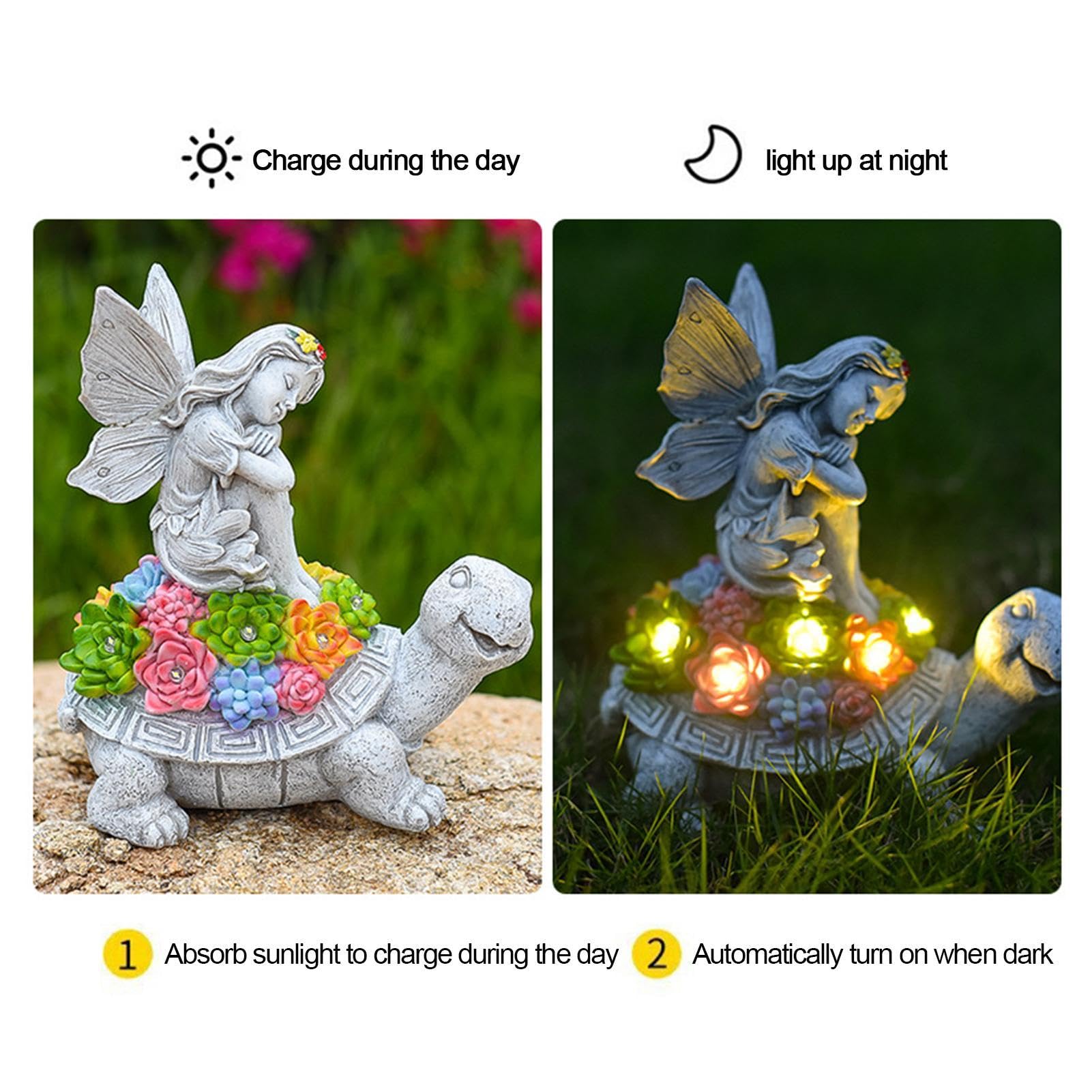 Statua da giardino solare - della statua della Decorazioni da giardino ad energia solare,Statue di tartarughe da giardino , leggere, attraenti e resistenti agli agenti atmosferici per il pr
