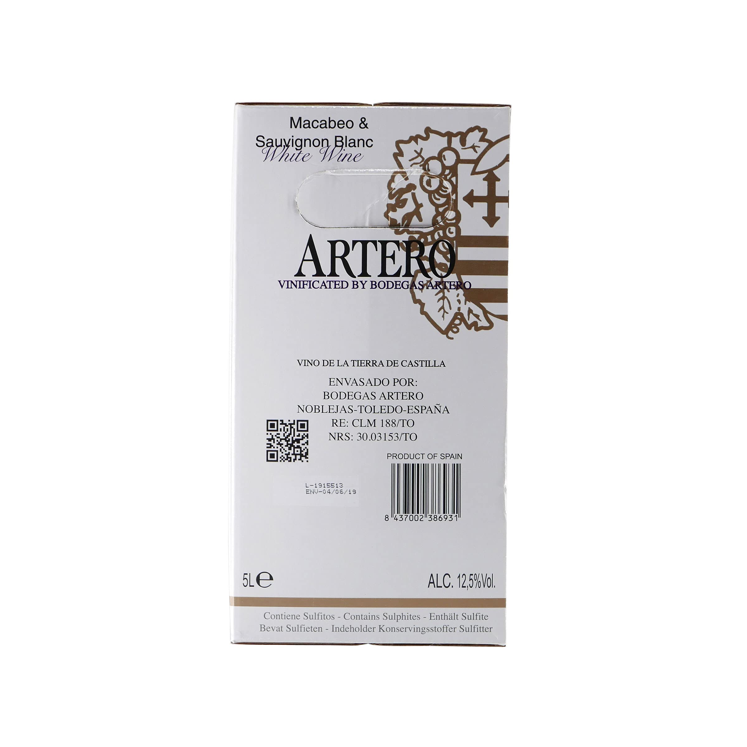 Artero Macabeo & Sauvignon Blanc, Vino de la Tierra de Castilla, 5,0l Bag in Box