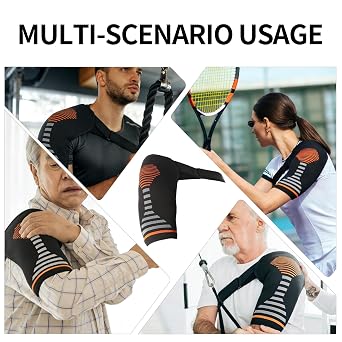 Shoulder Support Brace for Men & Women Orange for Discomfort Relief & Muscle Relaxation, Easy to Wear & Remove 1 PCS (S/M)