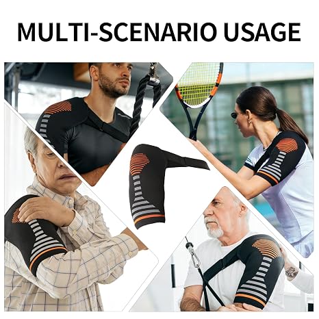 Shoulder Support Brace for Men & Women Orange for Discomfort Relief & Muscle Relaxation, Easy to Wear & Remove 1 PCS (S/M)