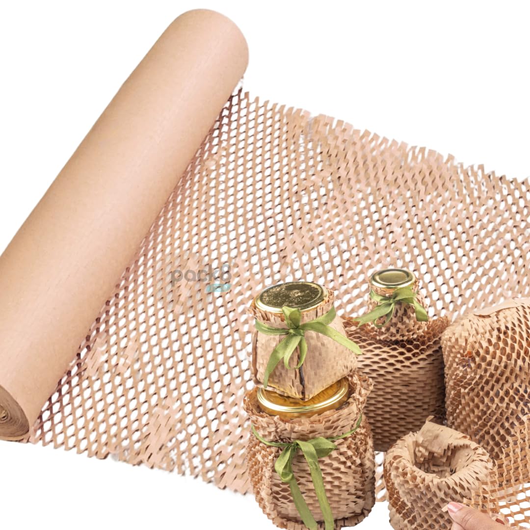 Honeycomb paper bubble wrap roll(10mX15") | Paper Bubble Wrap Roll for Packing, Shipping, Moving, (10meter X 15inch, pack of 1)