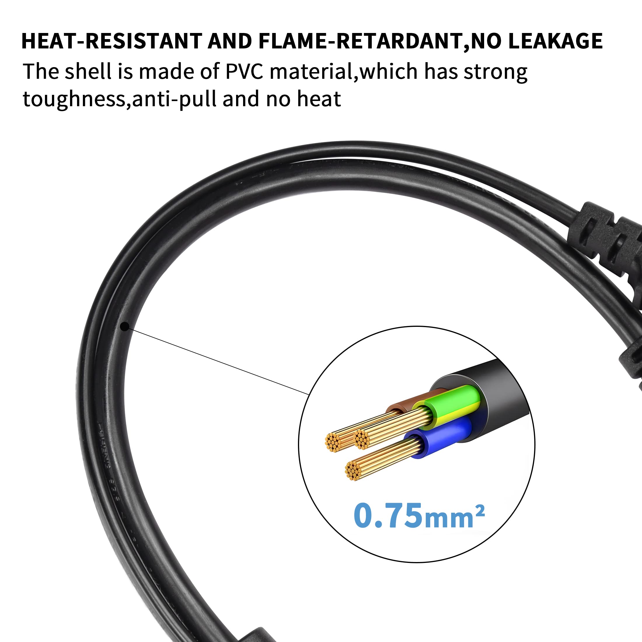 YACSEJAO IEC C14 naar C7 Euro Stroomkabel, 2-in-1 C14 stekker naar IEC 7 bus & (CEE 7/16) Euro Vrouwelijke Verlengkabel voor TV PC Computer Monitor Beamer, 1FT 30cm