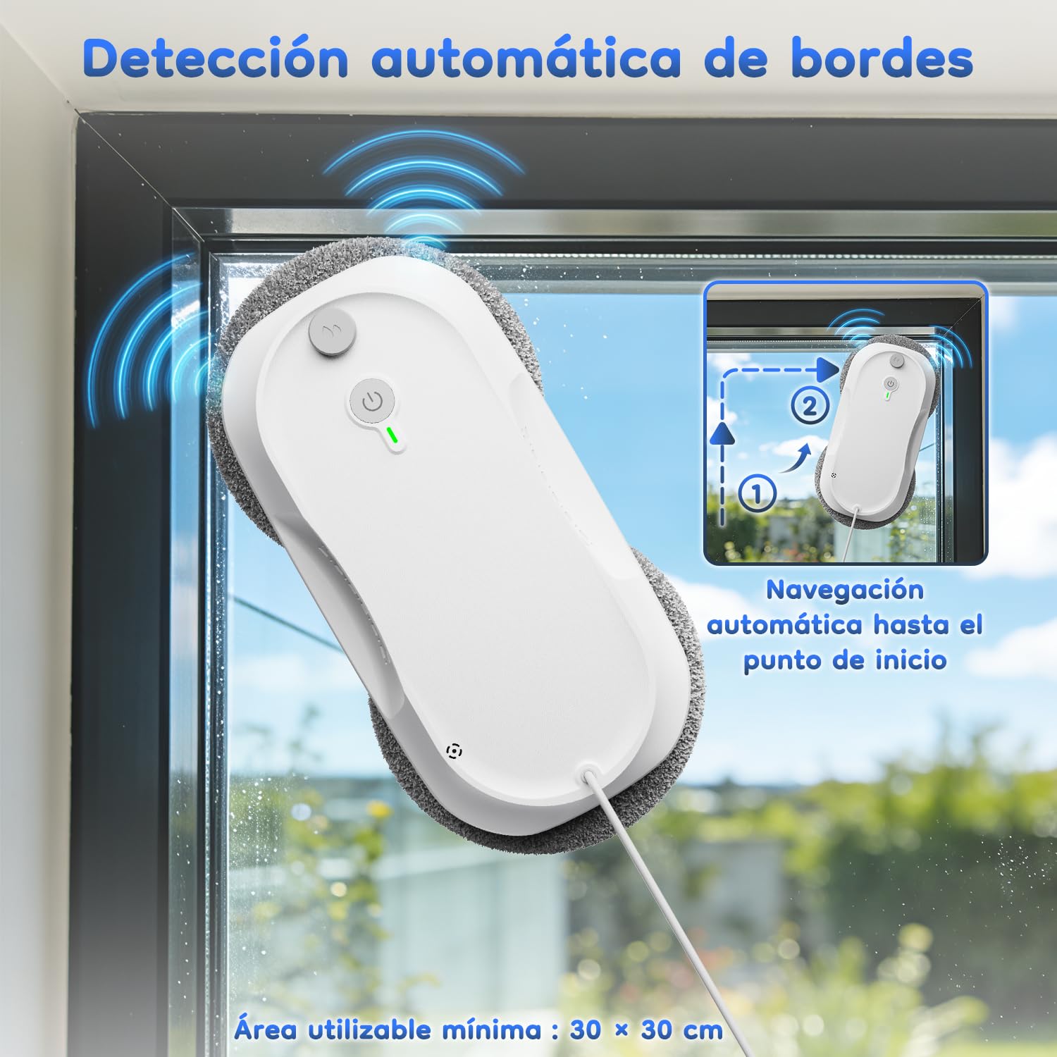 Obito Robot limpiacristales, Limpiador de Ventanas de Doble pulverización | planificación de trayectoria con IA, sistema de escalada constante, detección de bordes, para ventanas de gran altura
