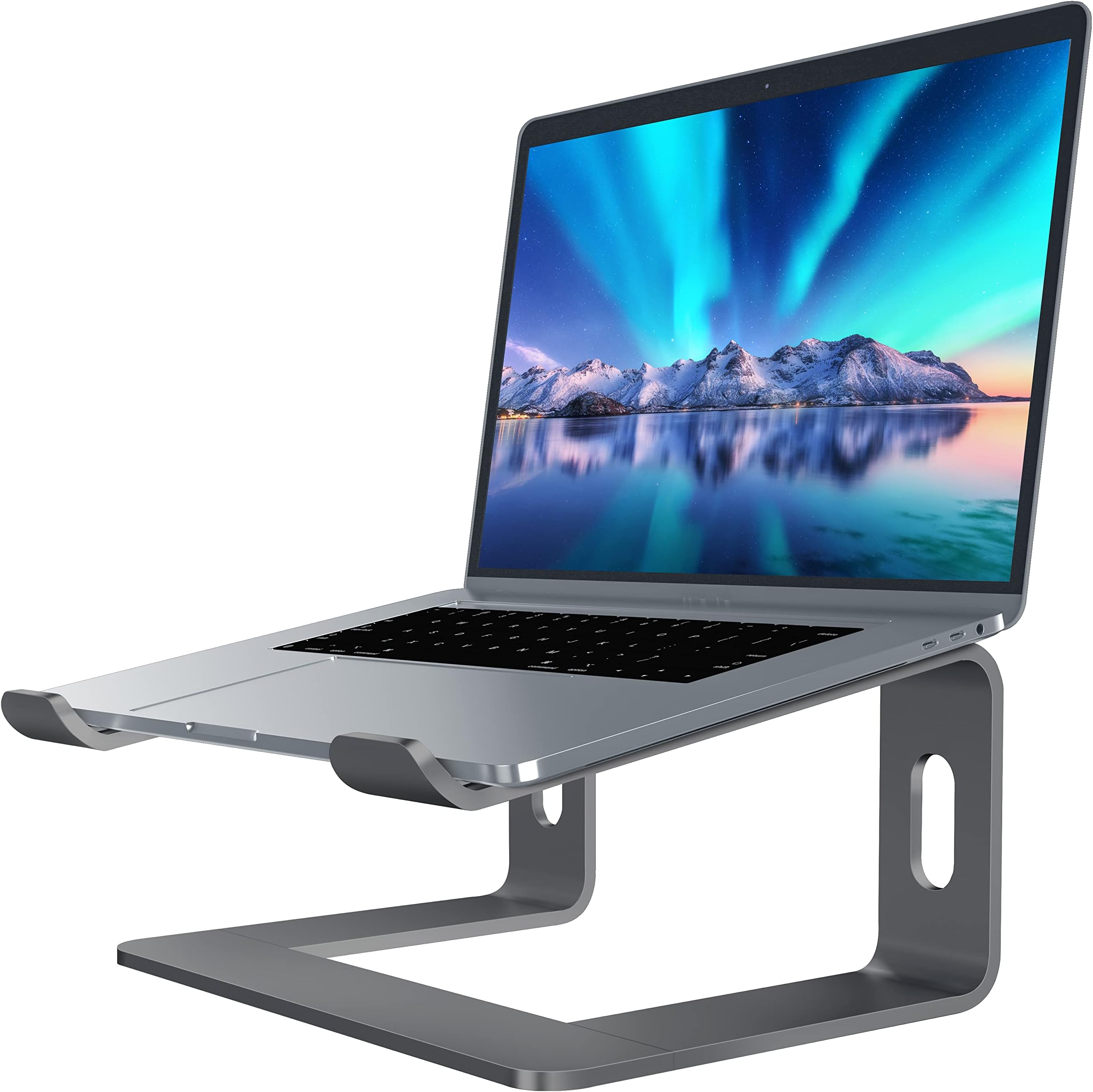 Soundance Aluminum Laptop Stand for Desk Compatible with Mac MacBook Pro Air Apple Notebook, Portable Holder Ergonomic Elevator Metal Riser for 10 to 15.6 inch PC Desktop Computer, Grey