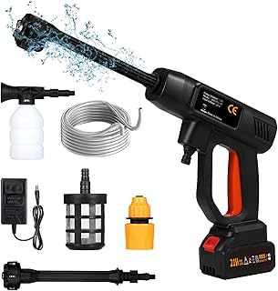 Daconovo Lavadora de pressão portátil Limpador poderoso portátil com bateria recarregável de 10000mAh Motor sem escova Vários modos de injeção Pistola de lavagem de carros de alta pressão para limpeza