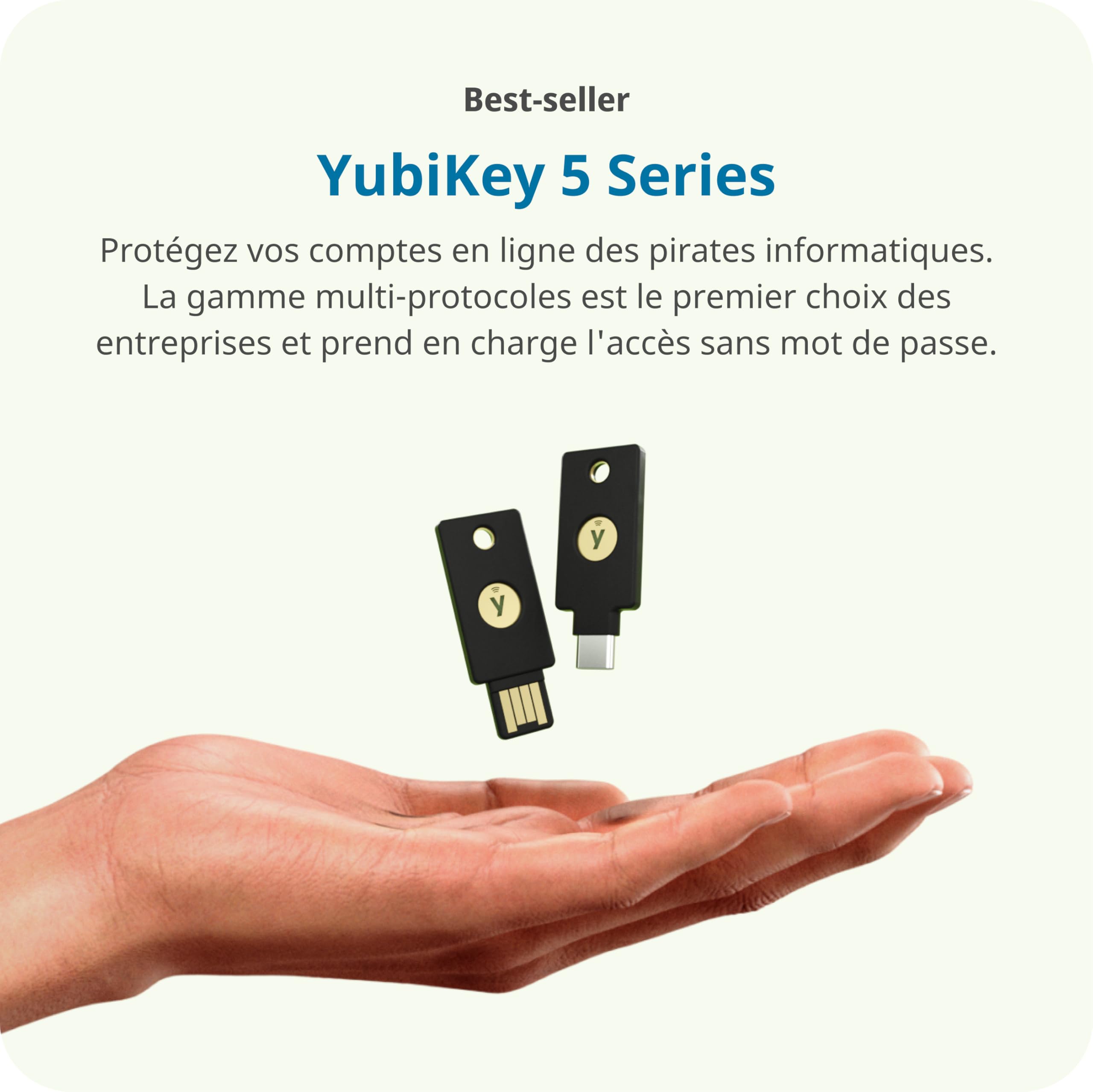 Yubico - YubiKey 5C NFC - Clé de sécurité pour l'authentification à Deux facteurs (2FA), Connexion Via USB-C ou NFC, Certification FIDO - Protection de Vos comptes en Ligne