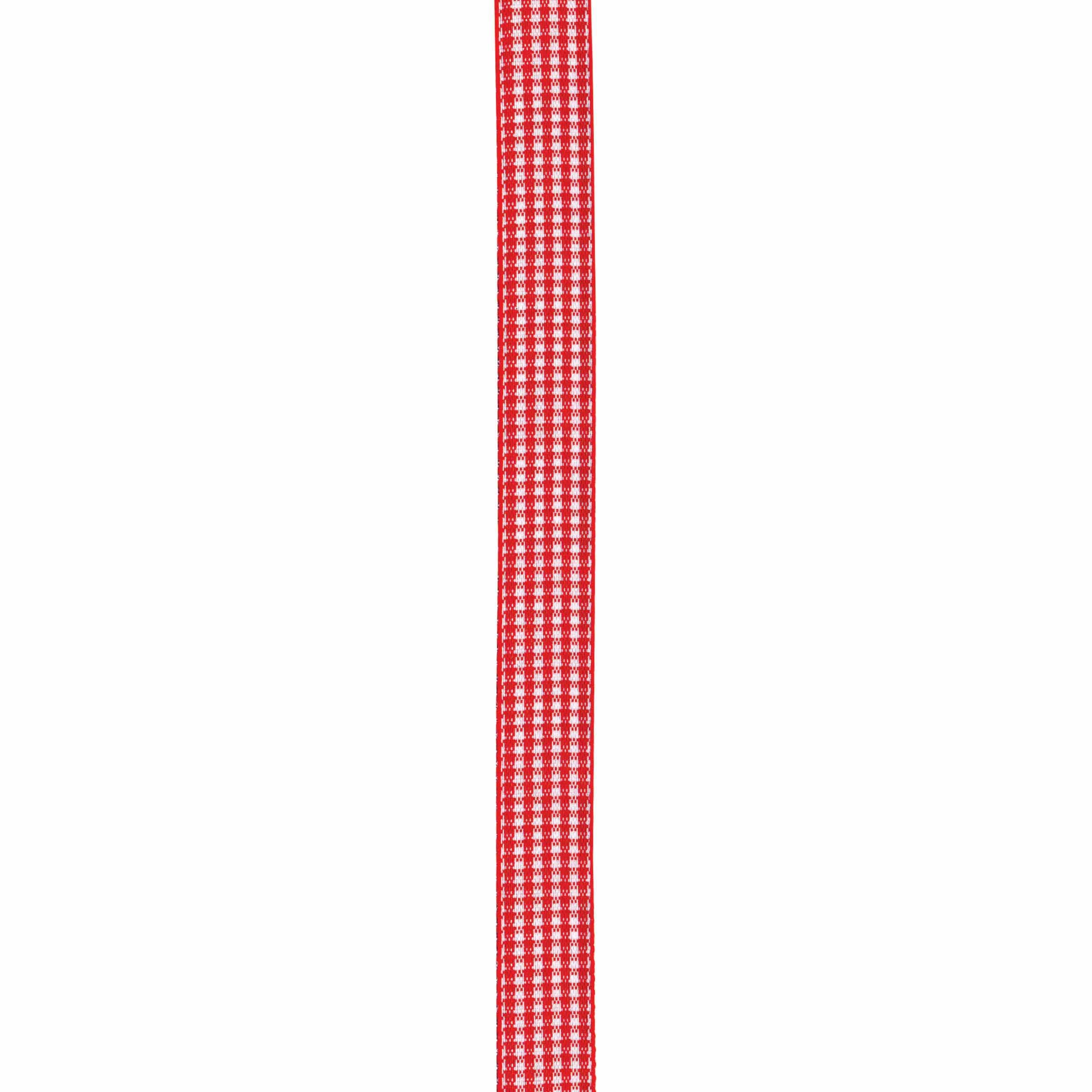 Offray Microcheck Craft Ribbon, 1/4-Inch x 12-Feet, Red