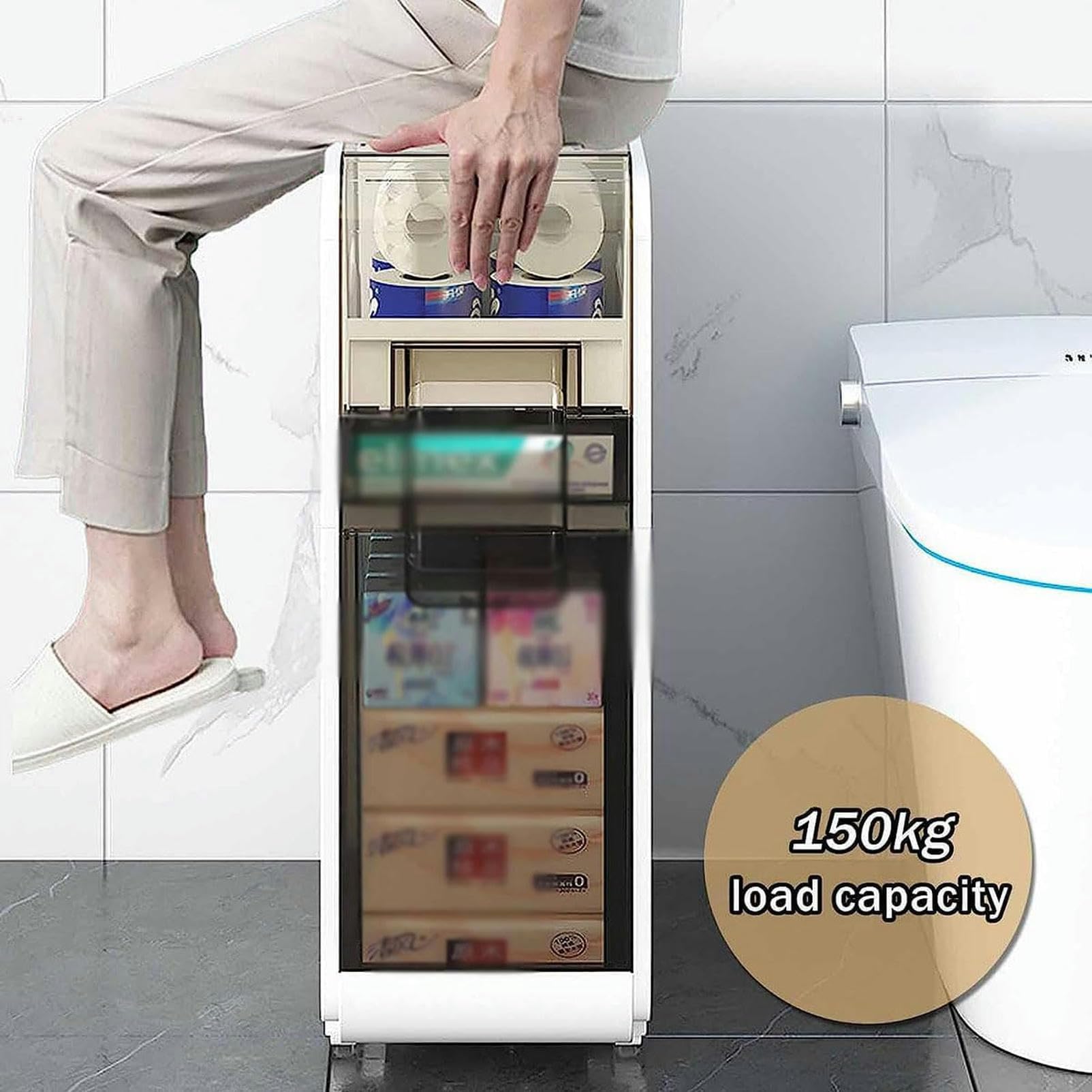 Cajones de almacenamiento apilables, gabinete de piso para baño de 2/3/4 niveles, gabinete de almacenamiento para baño con puertas y estantes, Torre de almacenamiento del