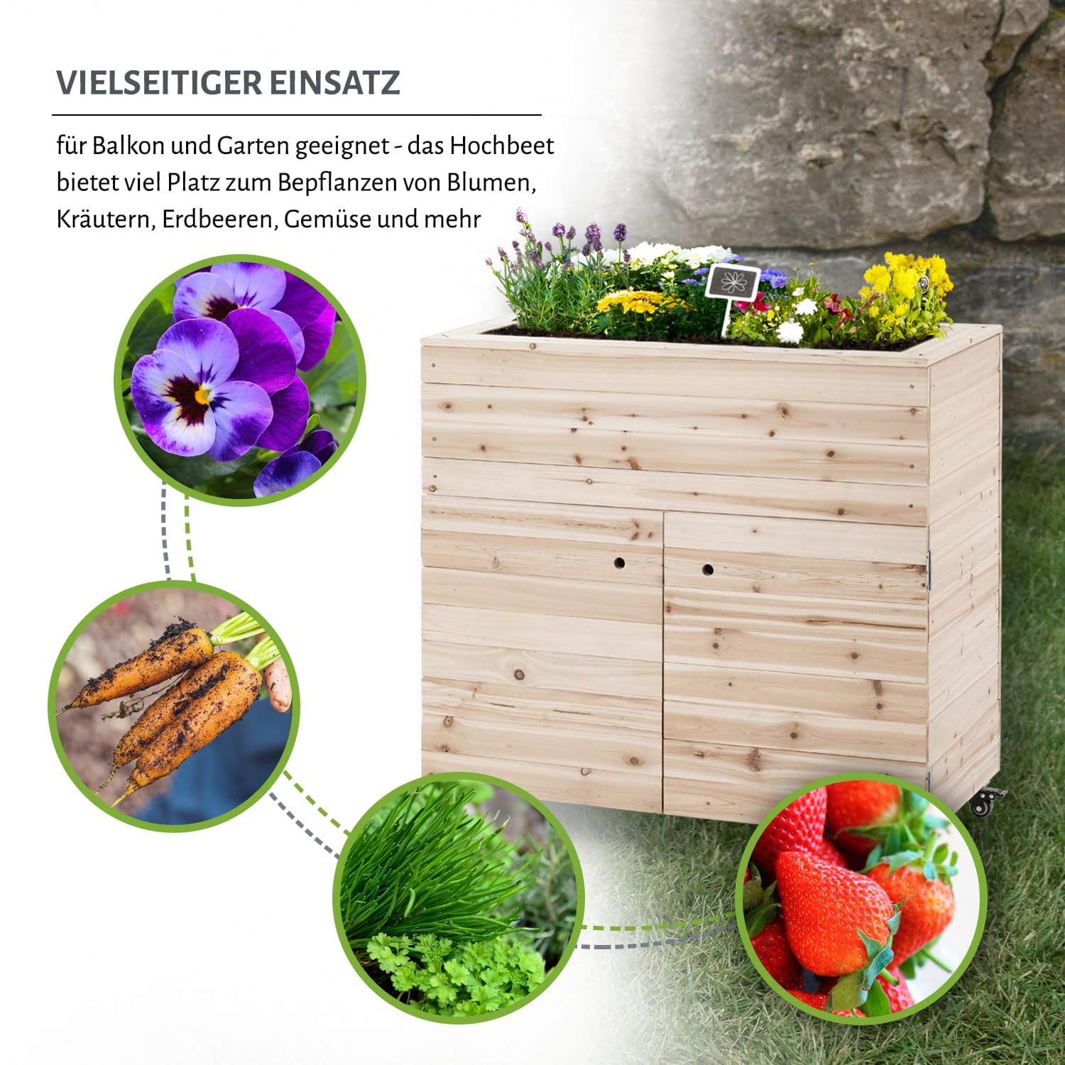 blumenkasten 40 x 80 Pflanzkasten CUBY aus verzinktem Stahl 40 x 40 x 80 cm