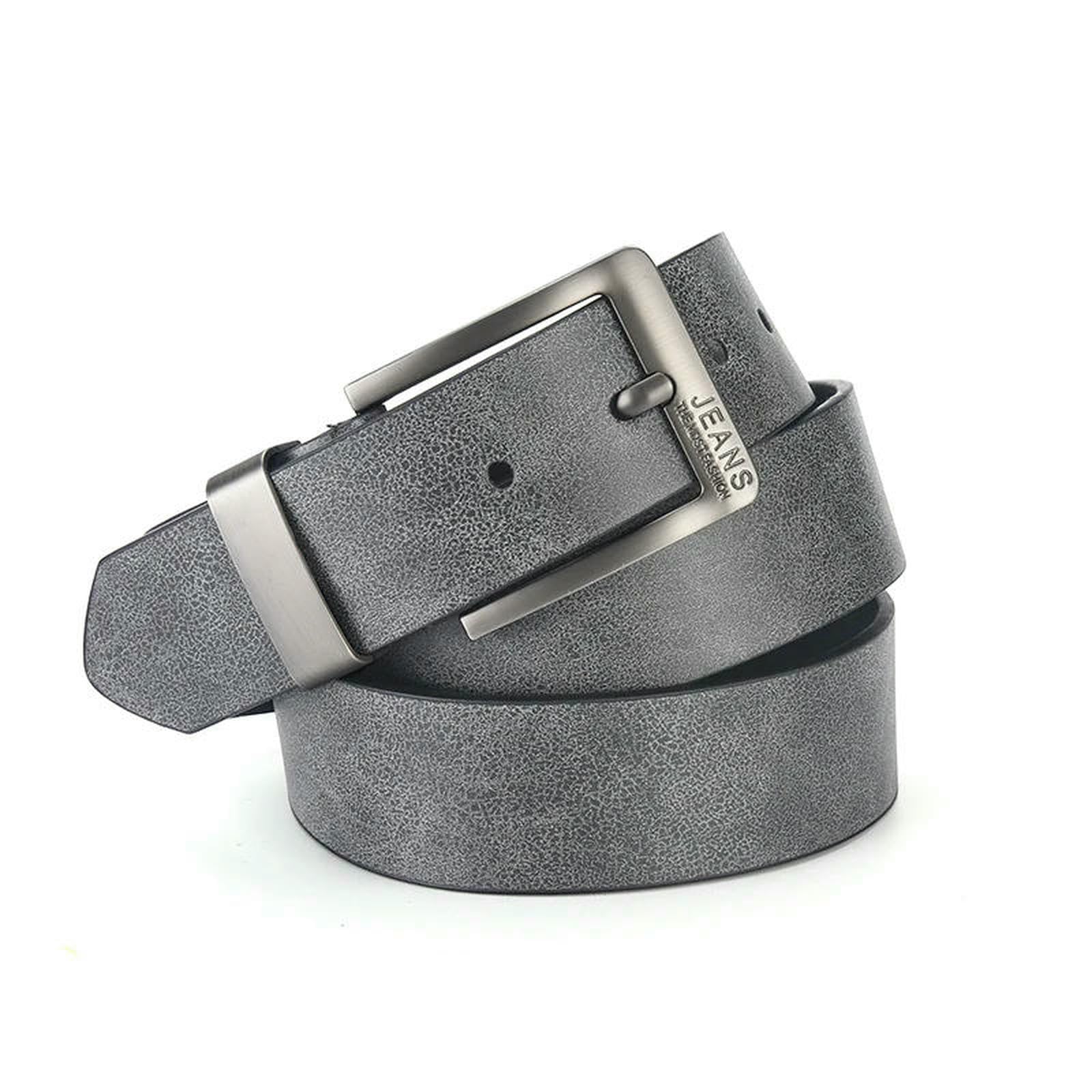 Cinturón de piel sintética para hombre, cinturón de hebilla de metal, para ocio, negocios, accesorio masculino, cinturón de diseñador, artículo de regalo