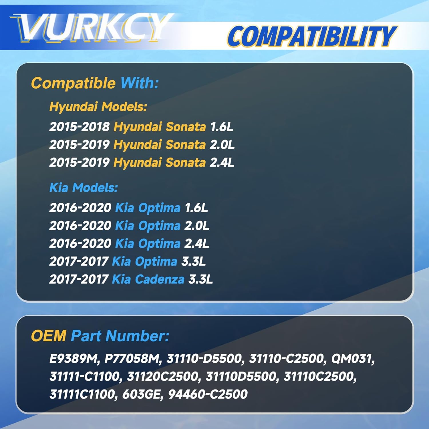 Electric Fuel Pump Module Assembly with Sending Unit Compatible with 2015-2019 Hyundai Sonata, 2016-2020 Kia Optima, 2017-2017 Kia Cadenza 1.6L 2.0L 2.4L 3.3L, Replaces 31110D5500, E9389M