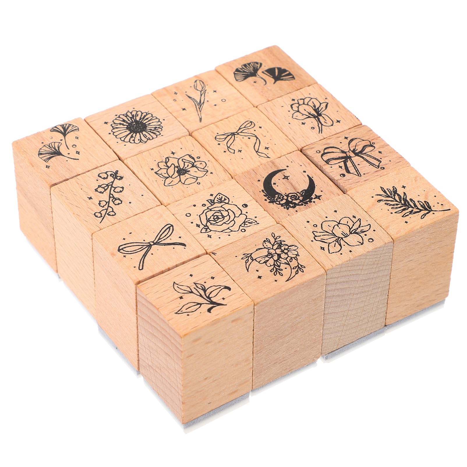 ARTIBETTER 4 Ensembles Pour Enfants Timbres Pour Enfants Tamponneurs D'enfant Artisanat Nom Timbres Personnalisés Salutation En Bois Chocolate 16 Pièces * 4
