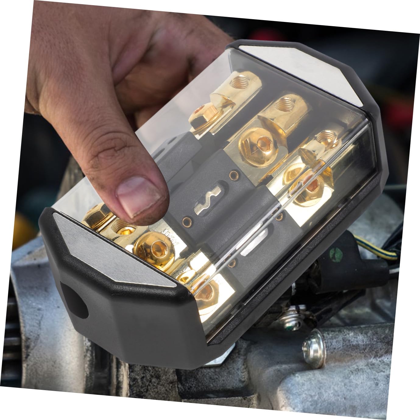 Blocco Fusibili Audio Auto 3 Vie 100a Plastica Rame Nero