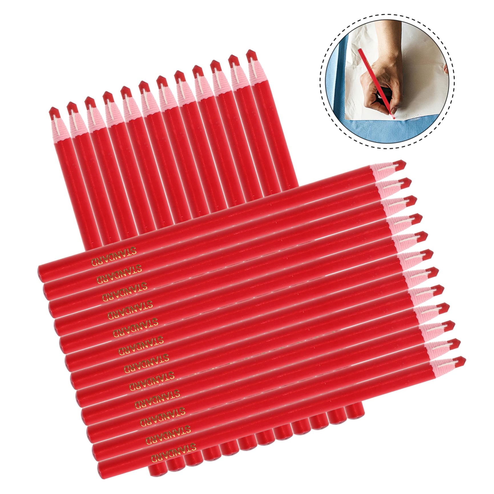 Set 24 Pezzi Matite Grasse in Cera Rosso per Segnare su Legno e Tessuto Forte Adesione, per Produzione Industriale e Disegno Creativo
