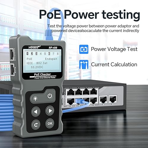 Miniatura 2 de NOYAFA NF-488 POE probador para alimentación a través de Ethernet comprobación de continuidad del cable de red detector POE de bucle de interruptor