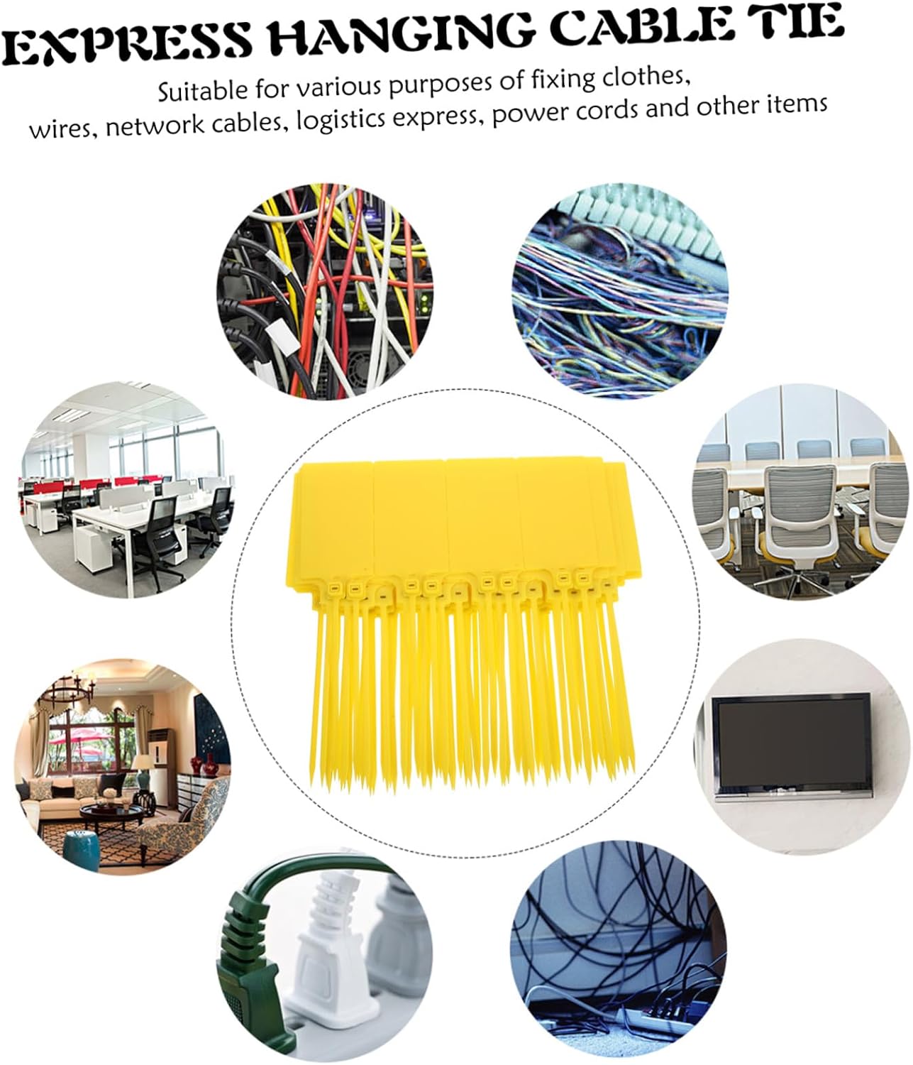 DOITOOL 100pcs Yellow Plastic Shipping Labels with Cable, 5.8 X 100mm Sturdy Labeling Tags for Luggage and Industrial Packaging