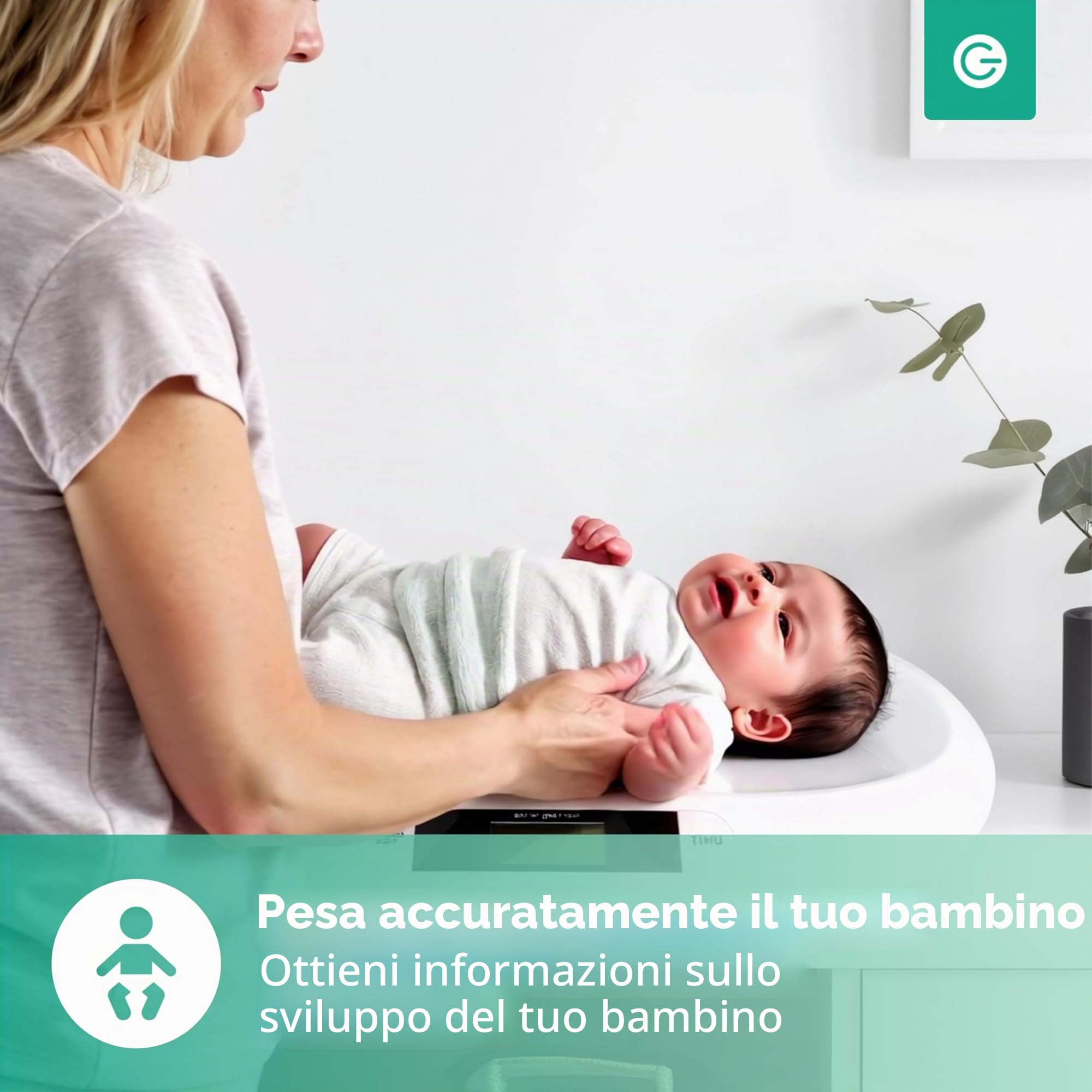 Silvergear® Bilancia digitale per Bambini | Fino a 20 kg | Bilancia Digitale per Neonati | Indicatore LED | Controllo del peso dalla Nascita | Bilancia per Animali | 54,5 x 31,5 x 3,5 cm | Bianco