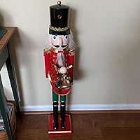 Vista 6 de Northlight Soldado cascanueces de Navidad rojo y verde de 36 pulgadas con cuerno