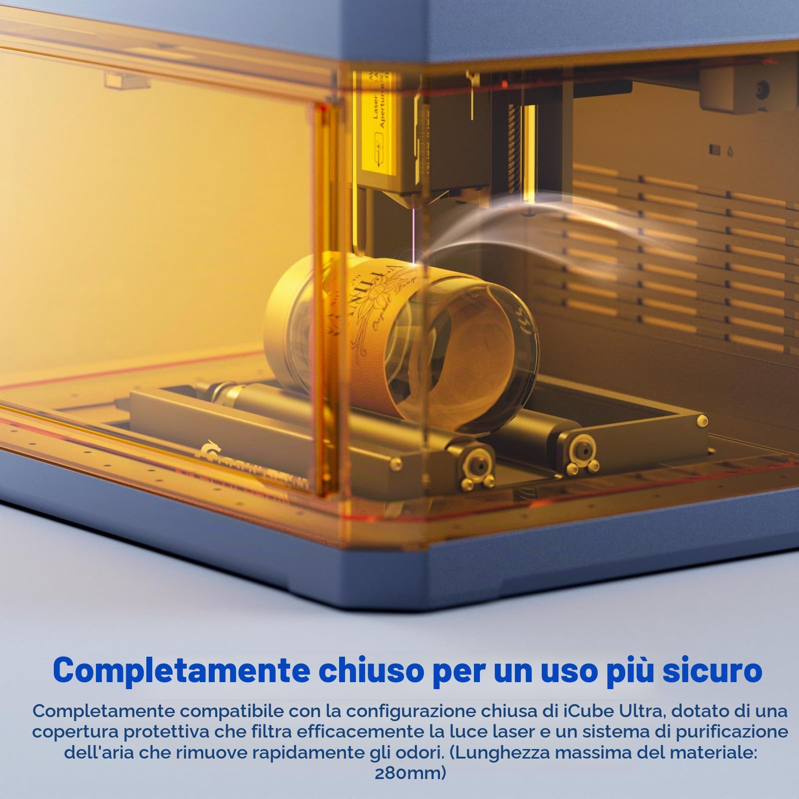 SCULPFUN RA Mini rullo rotante laser per macchine per incisione laser C1, iCube, iCube Pro, iCube Pro Max e iCube Ultra – Rullo per incidere oggetti cilindrici, regolazione continua, plug-and-play