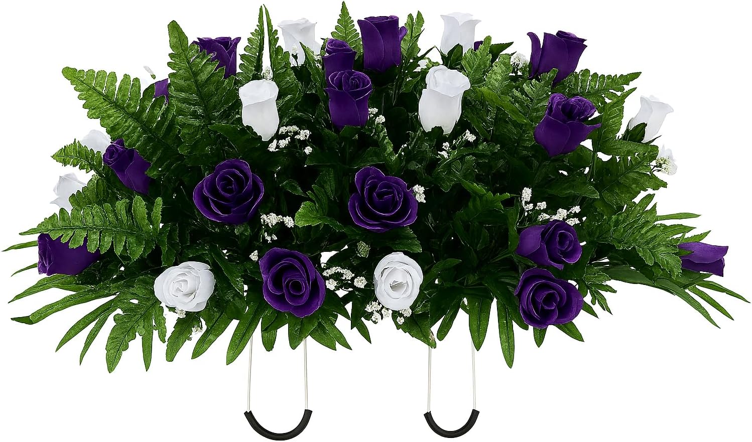 Purple and White Rose Cemetery Saddle for Grave Decoration for Mother's Day