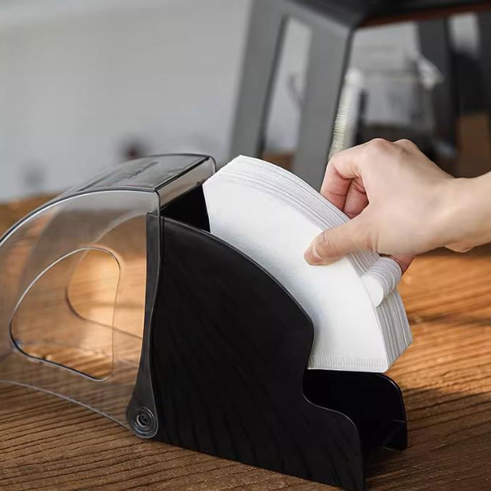 Soporte para filtro de café Soporte for filtro de café V60 con cubierta a prueba de polvo, dispensador de papel for filtro de café, organizador de caja de almacenamiento apto for papel de filtro #01 V