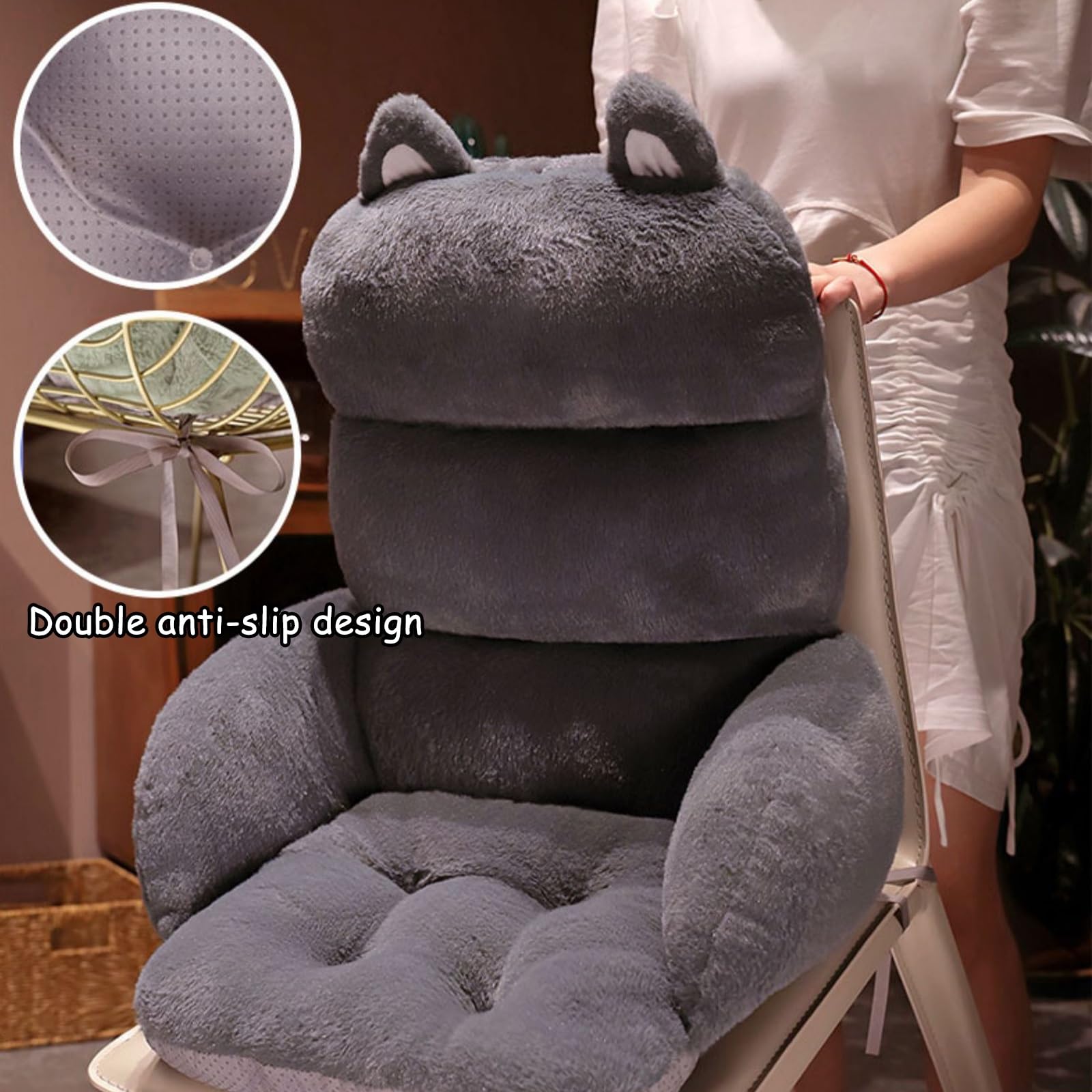 Lindas Almohadillas Gruesas Cojines para Sillas, Cojin Silla Oficina Suaves, Almohadas for Sillas, Cojín Antiescaras, Cojines de Asiento de Espuma Viscoelástica(Black)