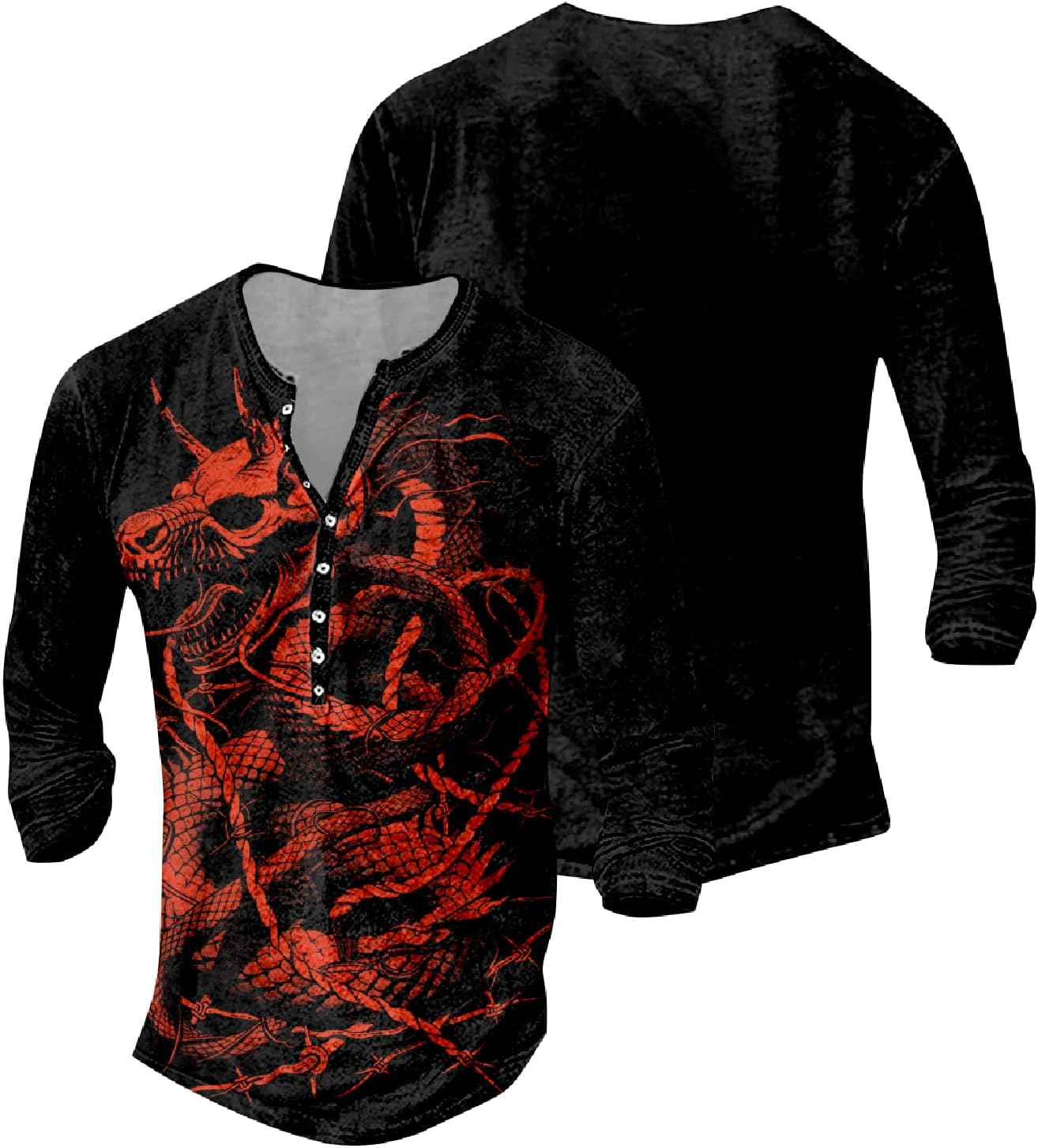 MARSVOVO Long Sleeve T Shirt Men Cross Print Cool Skull Graphic V Neck Casual Us USA Flag American Tops for Men - Image 2