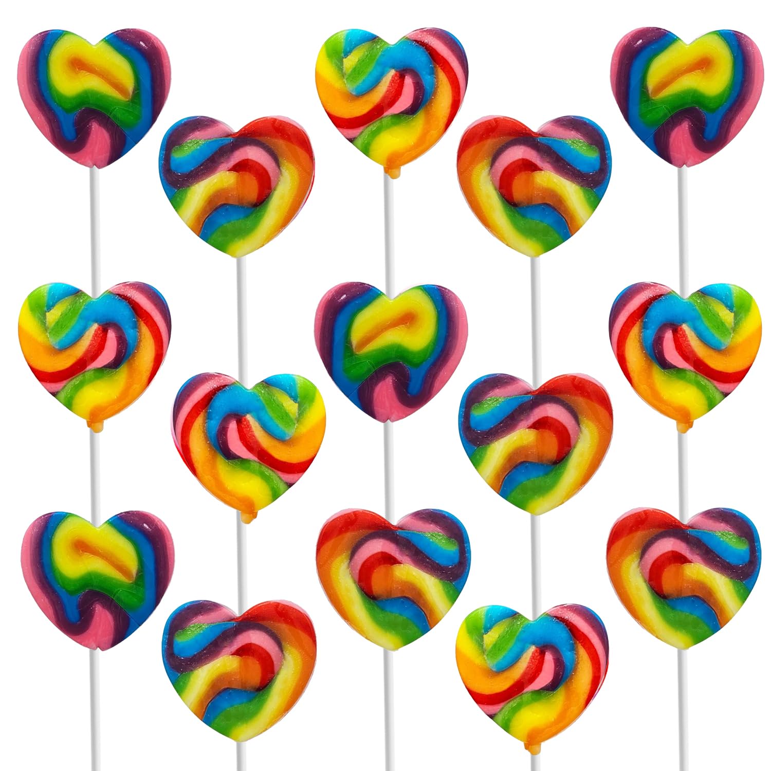 Swirl Lollipop Heart Design, Party Bag Fillers, Individually Wrapped (24-Pack, Multicolor Heart Lollipops)