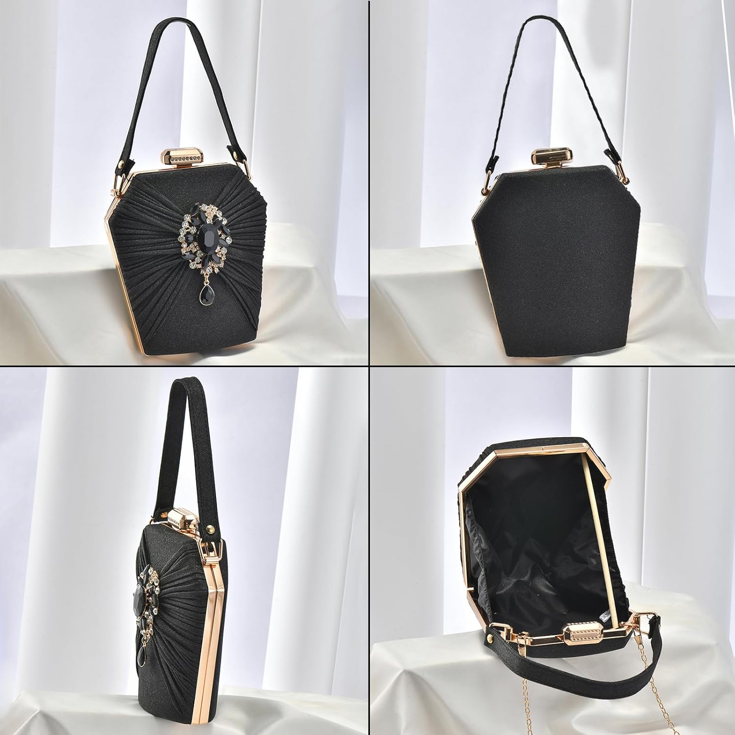 CORIOS Rhinestone Evening Bag for Women Sparkly Sequin Clutch Bag Bridal Wedding Purse Crystal Handbag Glitter Shoulder Bag