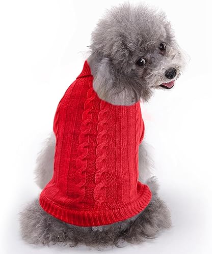 Miniatura 5 de Idepet Suéter de cuello alto para perro, ropa de punto clásica para perro, ropa cálida de invierno para mascotas, ropa de punto para cachorros para