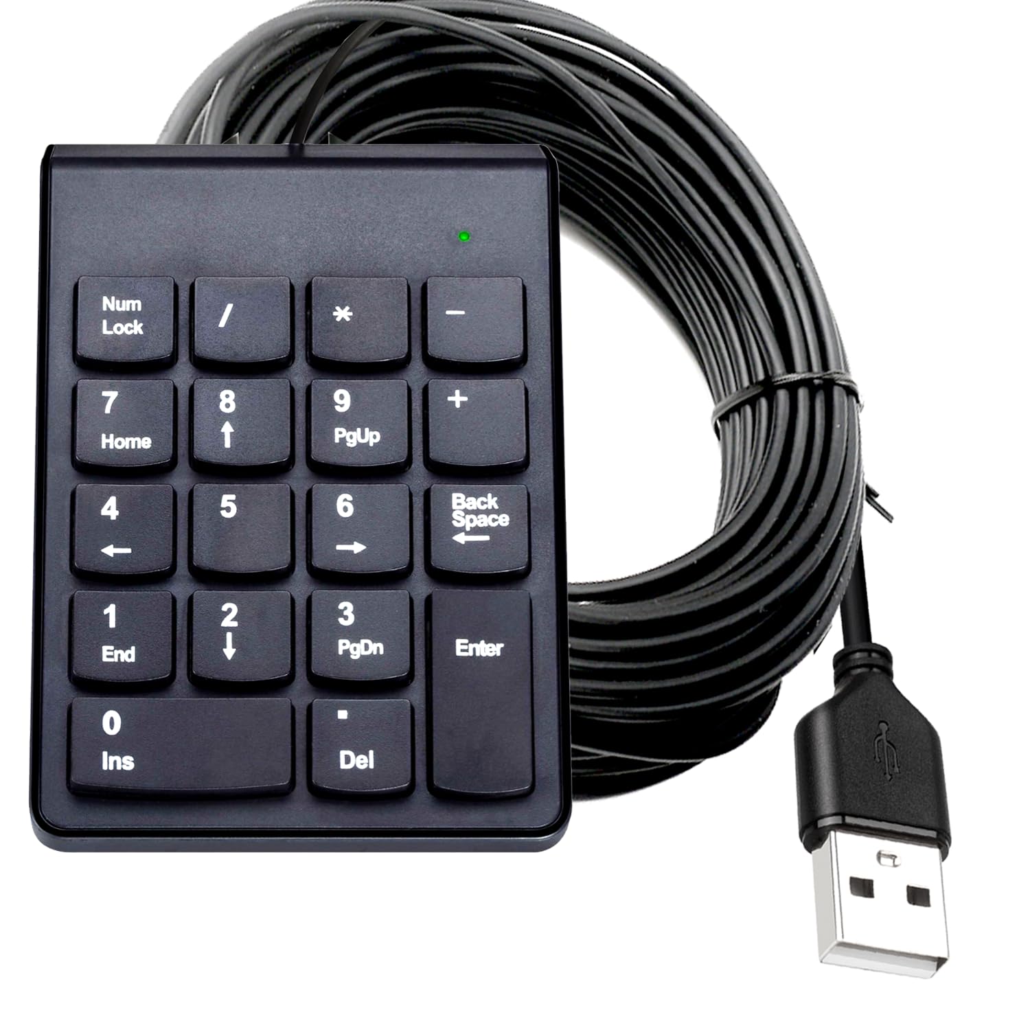 YOTETION Slim USB 2.0 A Number Pad 50FT, KAYPad, Mechanical USB Wired Numeric Keypad with Blue LED Backlit 22 Key Numpad for Laptop Desktop Computer PC Black