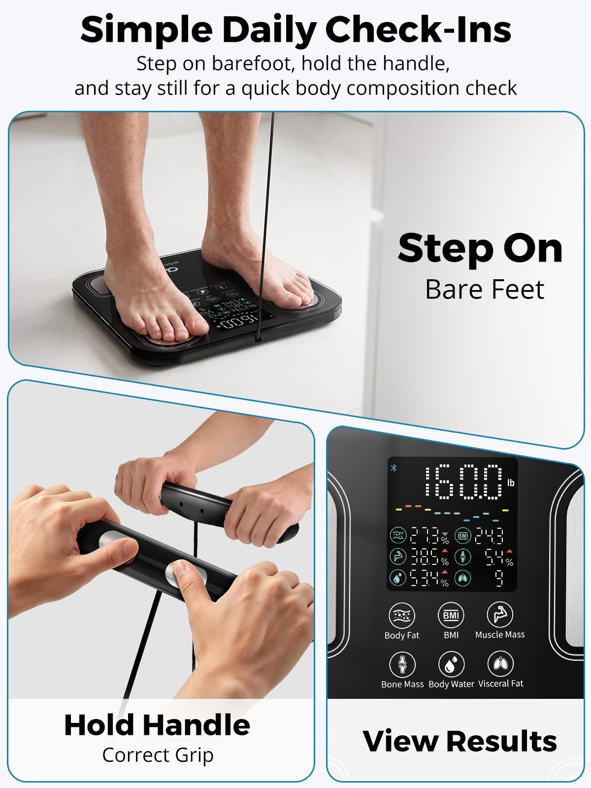 arboleaf Balance Pèse Personne Connectée, 50 Mesures Affichées 180 kg