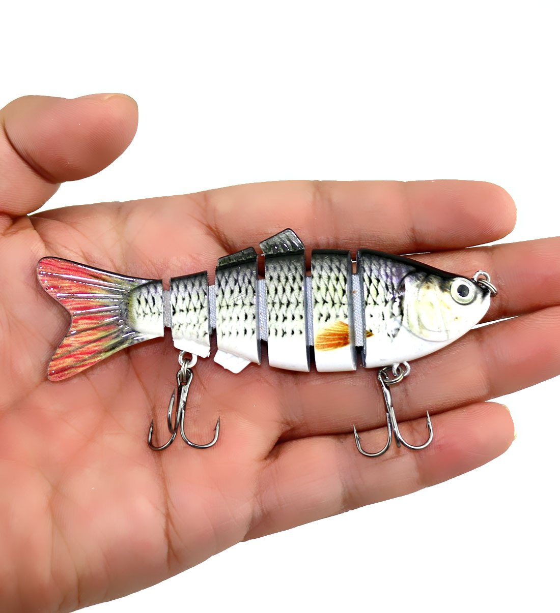 Haminto 2 Packs 10cm/20g 6-Segment Bait Lure Hard Lure Fishing Bass Lure Multi Jointed Artificial Bait Lifelike Trout Swimbait Hard Crankbait Treble Hooks (20) (2 Packs)