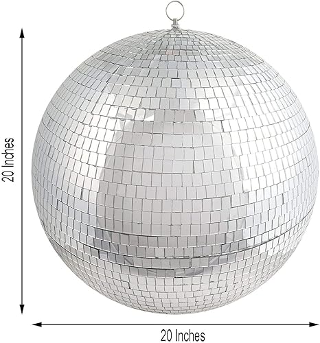 Miniatura 4 de Bola grande de espejo de discoteca colgante de cristal plateado de 20 pulgadas para boda, cumpleaños, decoración del hogar, adornos de Navidad