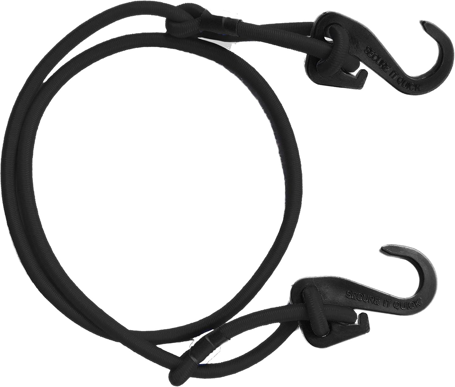 Secure IT Quick - Adjustable 5/16" Bungee Cords - 4 Pack - SIQCN316 Adjustable Hooks (48" Bungee Cords, Black)