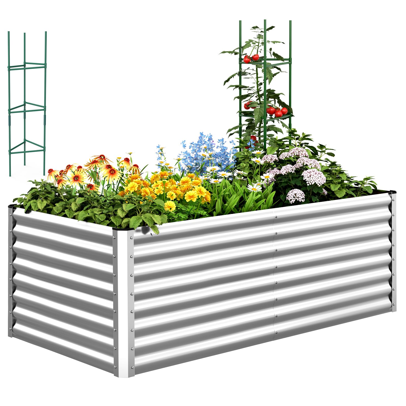 Quictent Galvanized Raised Garden Bed 6x3x2Ft Metal Planter Box