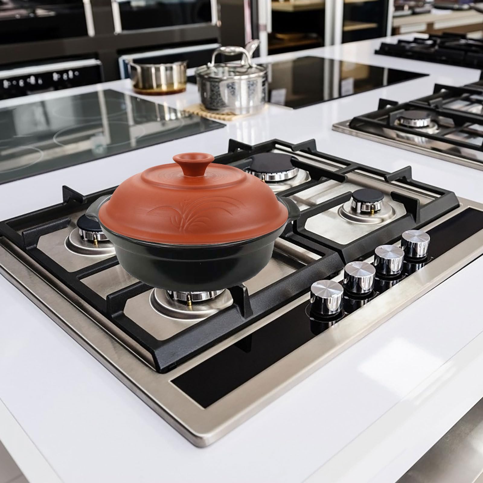LIFKOME Coperchio per Pentola in Materiale Vetrificato con Manico Unico e Foro di Ventilazione, Adatto per Cucina e Hotel, Capacità da 4.5 a 6.0 Litri, Colore Marrone Stile Casuale