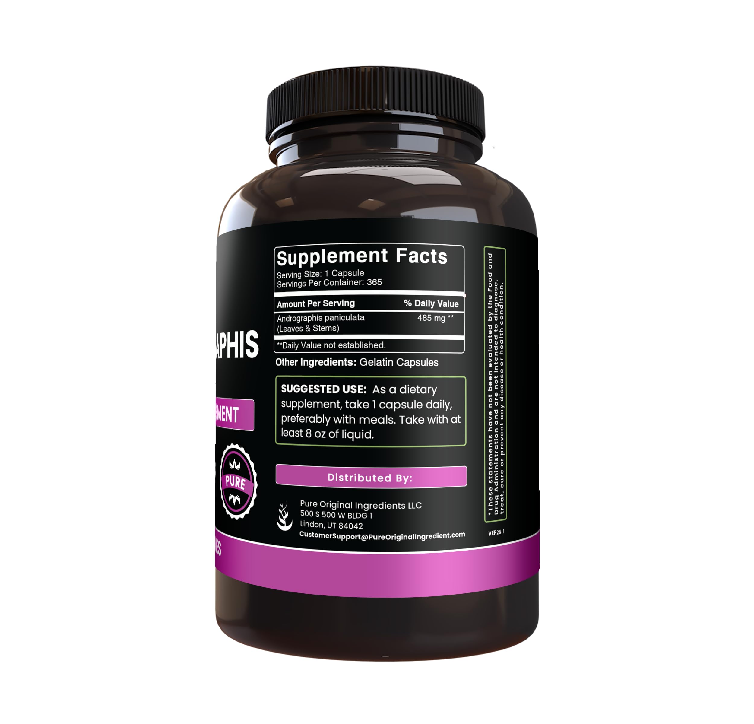 Pure Original Ingredients, Andrographis Paniculata, 365 Capsules — Amazon image 2