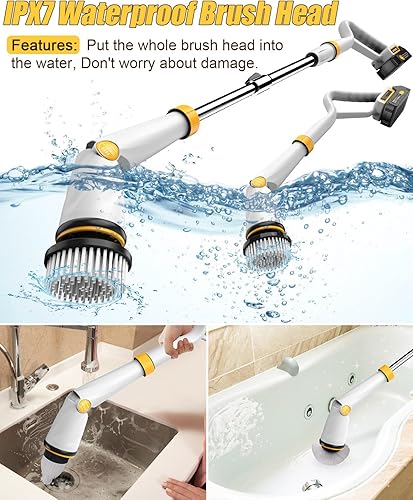 Miniatura 8 de Qimedo Limpiador eléctrico giratorio con dos baterías Q2 Pro, limpiador eléctrico de alta potencia de 1500 RPM para limpieza, cepillo de limpieza