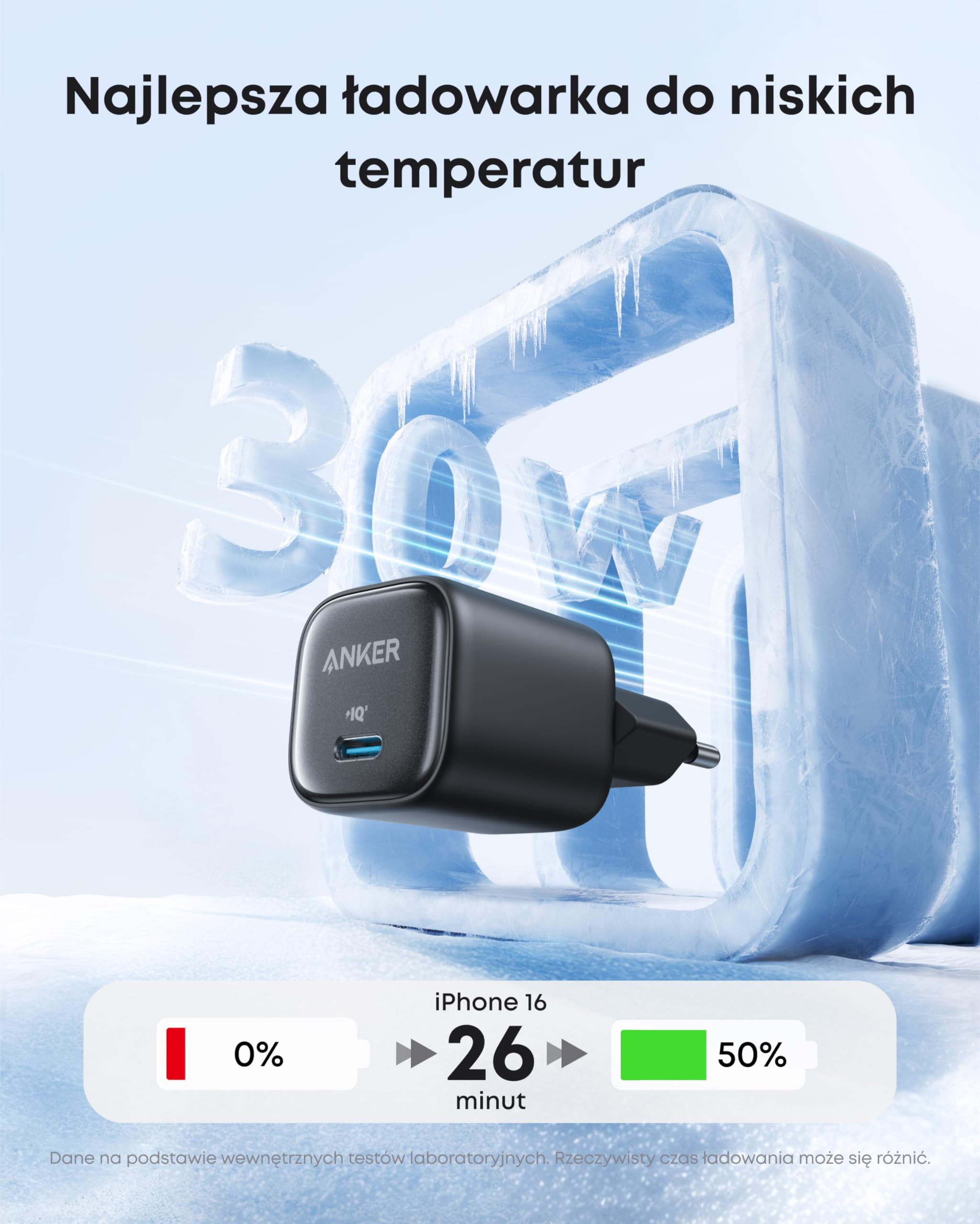 Anker Ładowarka USB C 30 W, kompaktowa ładowarka GaN, 3 x szybsze ładowanie, zasilacz USB C, kompatybilny z serii iPhone 17/16/15, iPad, Samsung Galaxy S24/S23, Pixel i wieloma innymi（Czarny）